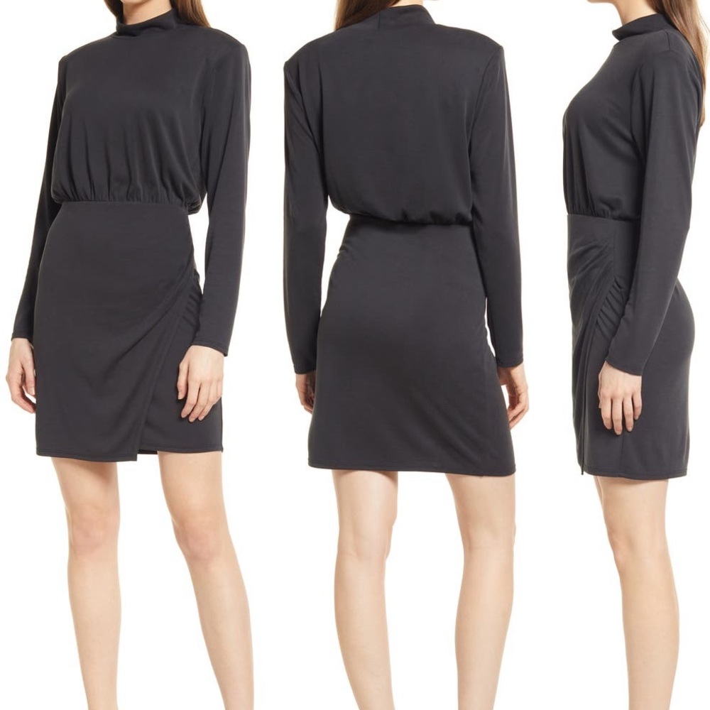 Open Edit long sleeve mock neck minidress